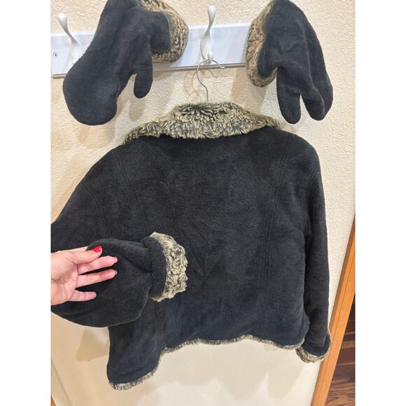 Fjall Wool Blend Large Jacket reversible  Faux Fur Lined with mittens - Picture 9 of 16